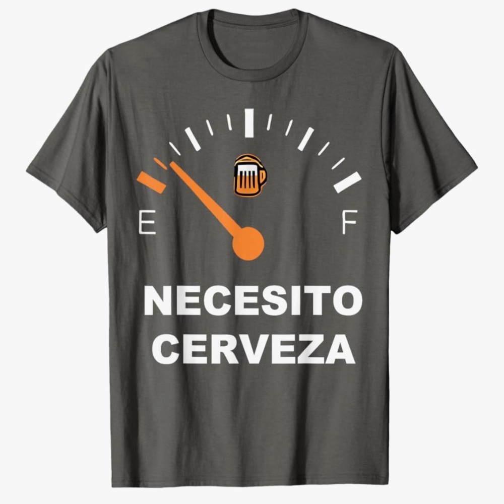 NWOT Gray Graphic T-Shirt with Orange Print SAYS I want more beer